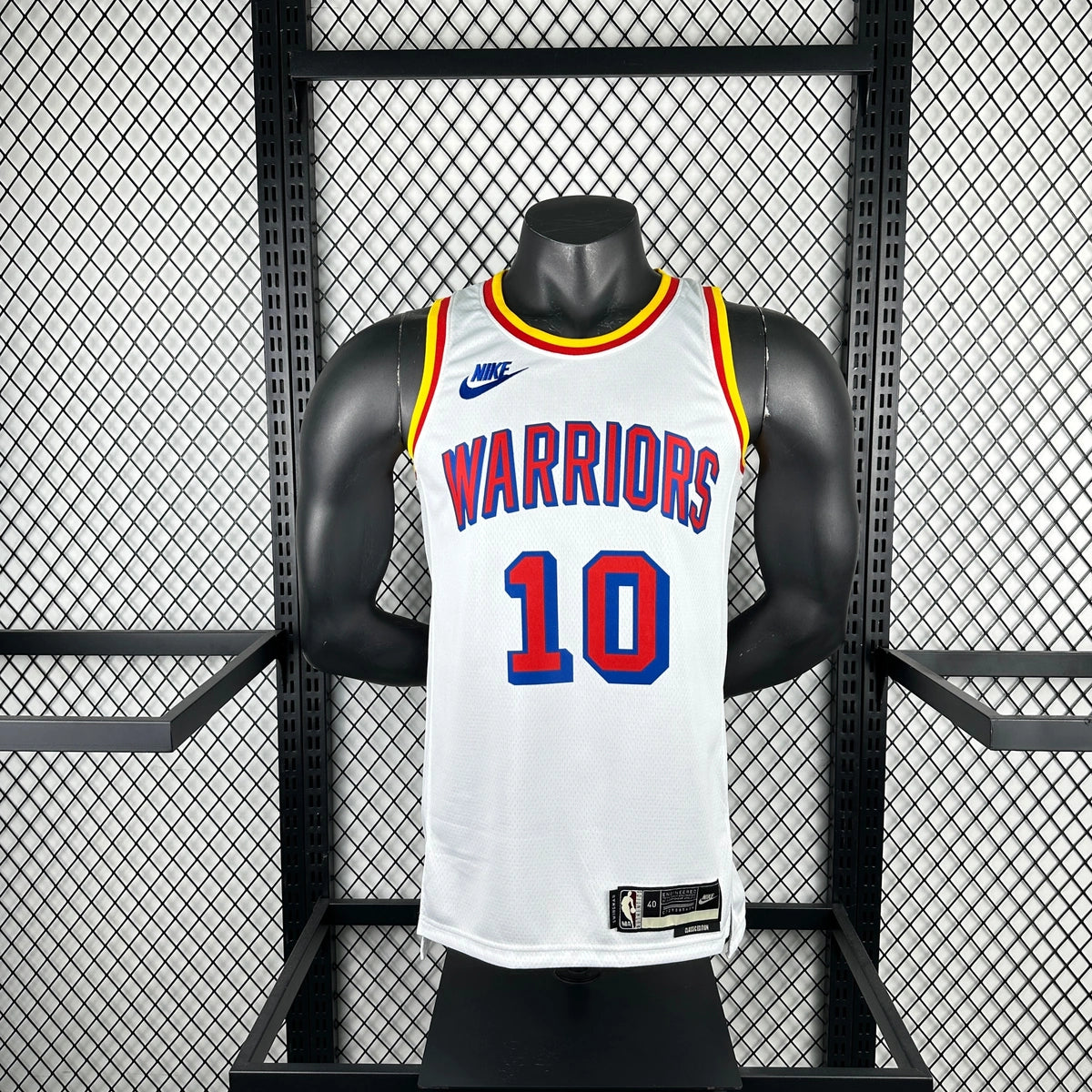 Warriors BackNameNumber Throwback Jersey in White Hanging 003