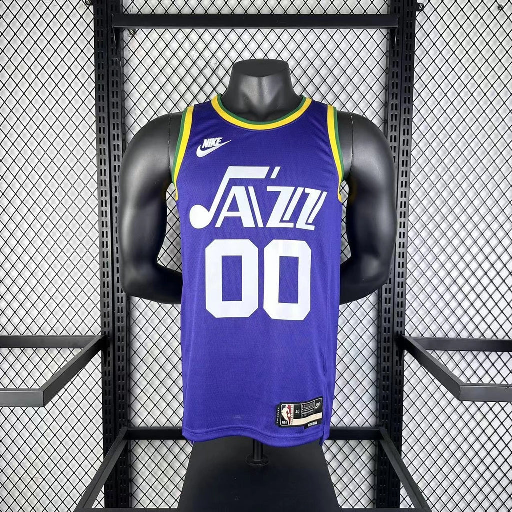 Jordan Clarkson Utah Jazz No.00 Throwback Jersey 2023-24 - View 12