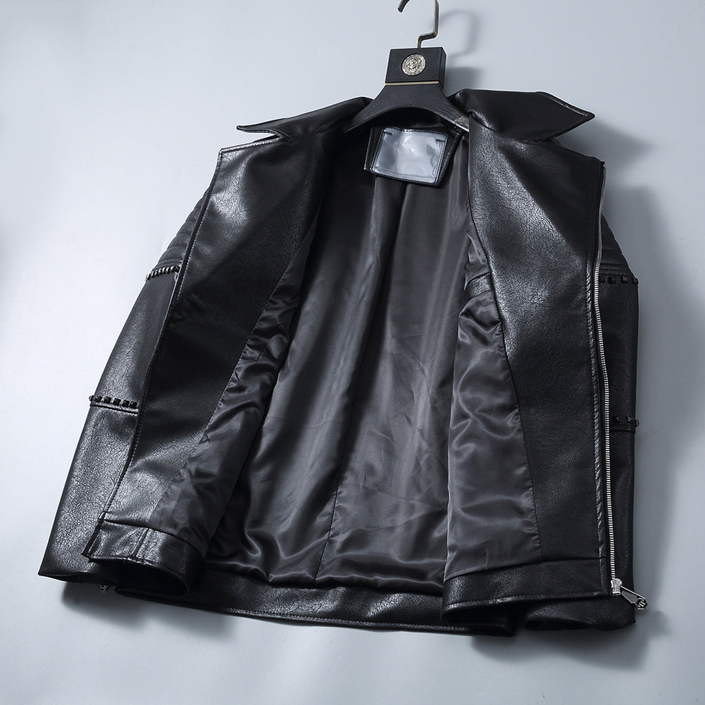 PP Black Leather Jacket #18 | Men's Streetwear