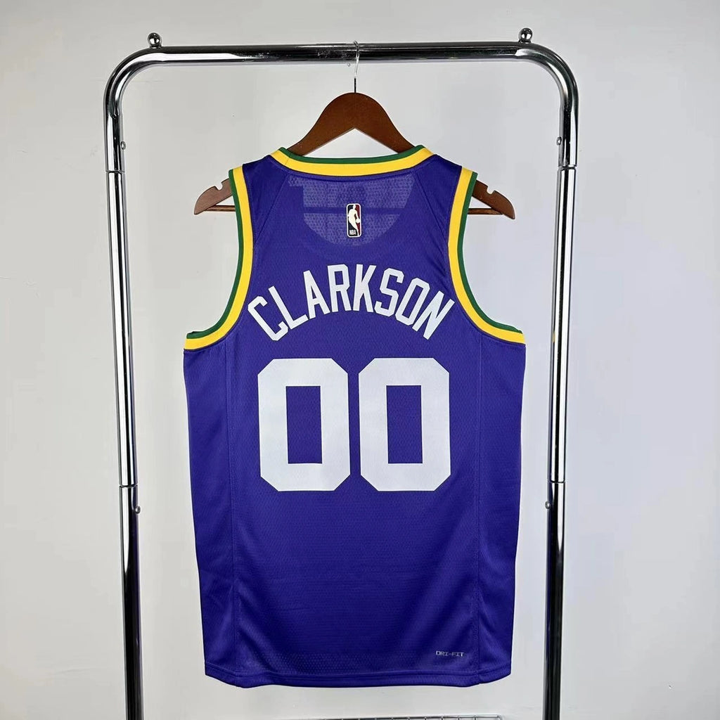 Jordan Clarkson Utah Jazz No.00 Throwback Jersey 2023-24 - View 6