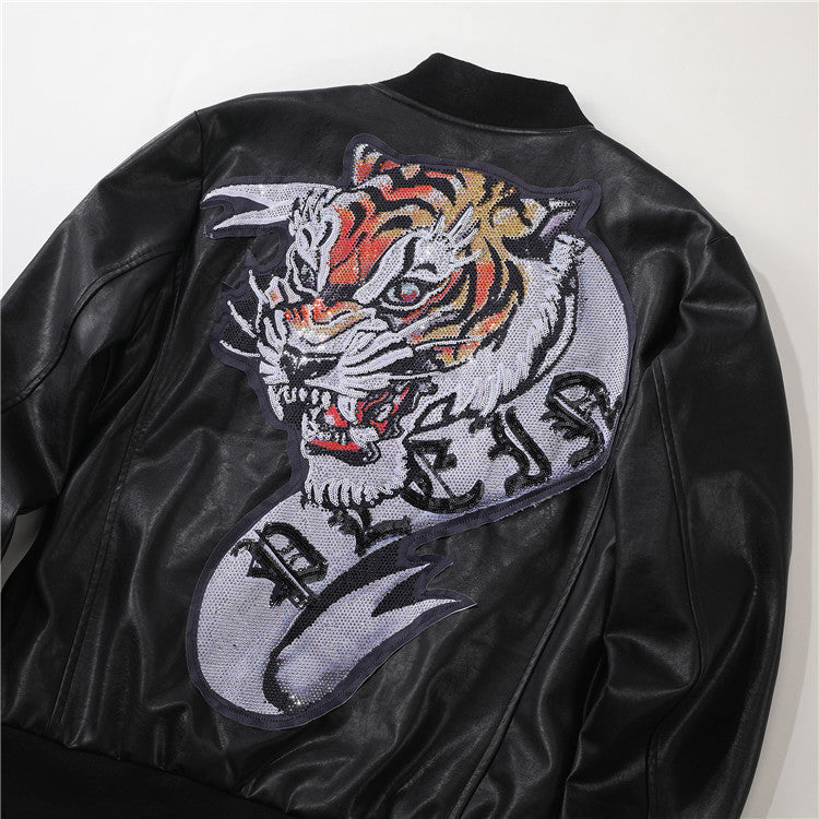 PP Black Leather Jacket #15 | Men's Streetwear