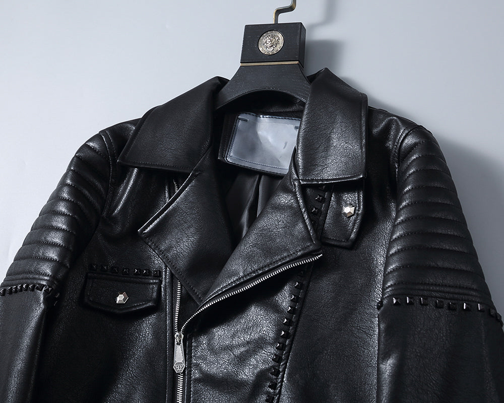 PP Black Leather Jacket #18 | Men's Streetwear