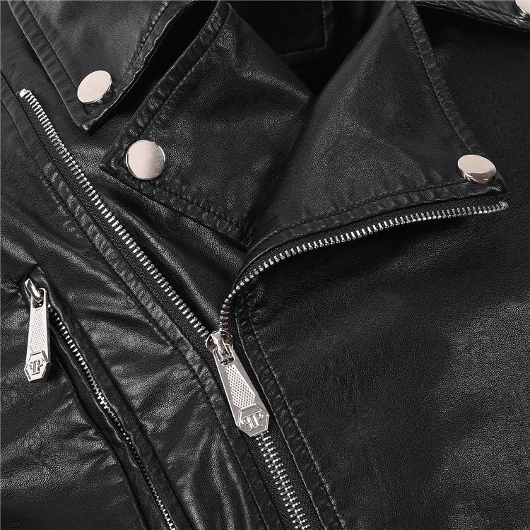 PP Black Leather Jacket #13 | Men's Streetwear