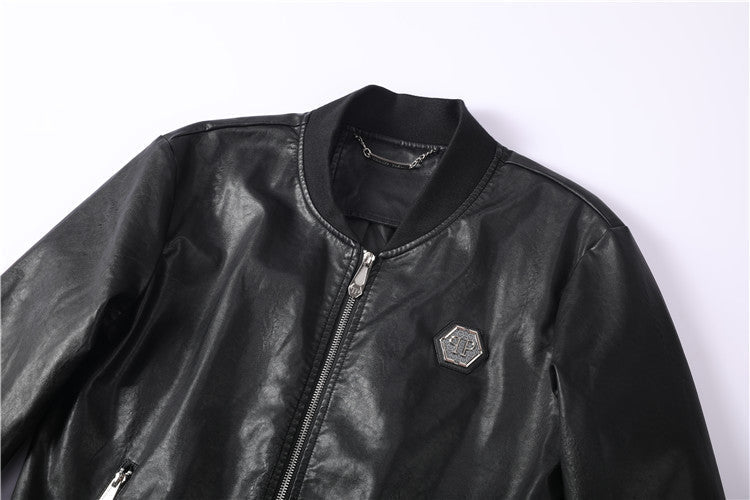 PP Black Leather Jacket #14 | Men's Streetwear