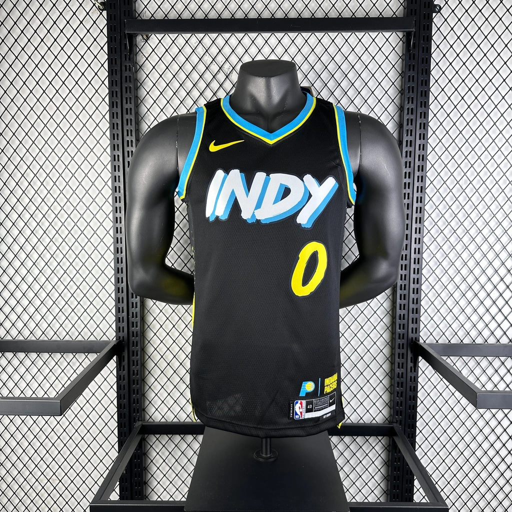 Tyrese Haliburton Indiana Pacers No.0 City Edition Jersey 2023-24 - View 6