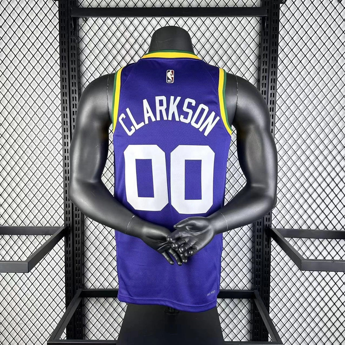 Jordan Clarkson Utah Jazz No.00 Throwback Jersey 2023-24 - View 5