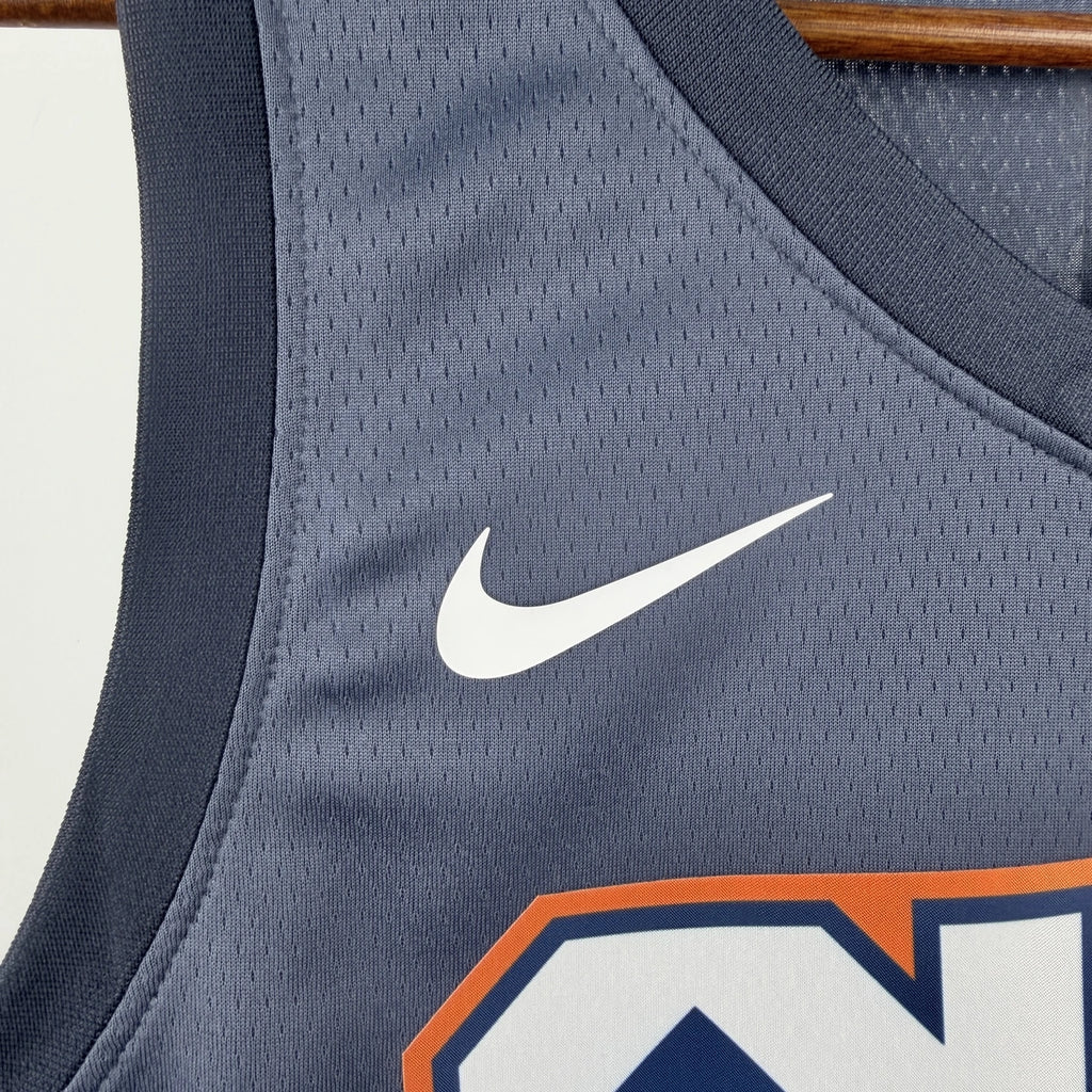 Oklahoma City Thunder 2025-26 city edition basketball jersey detailed side view in team colors for basketball fans