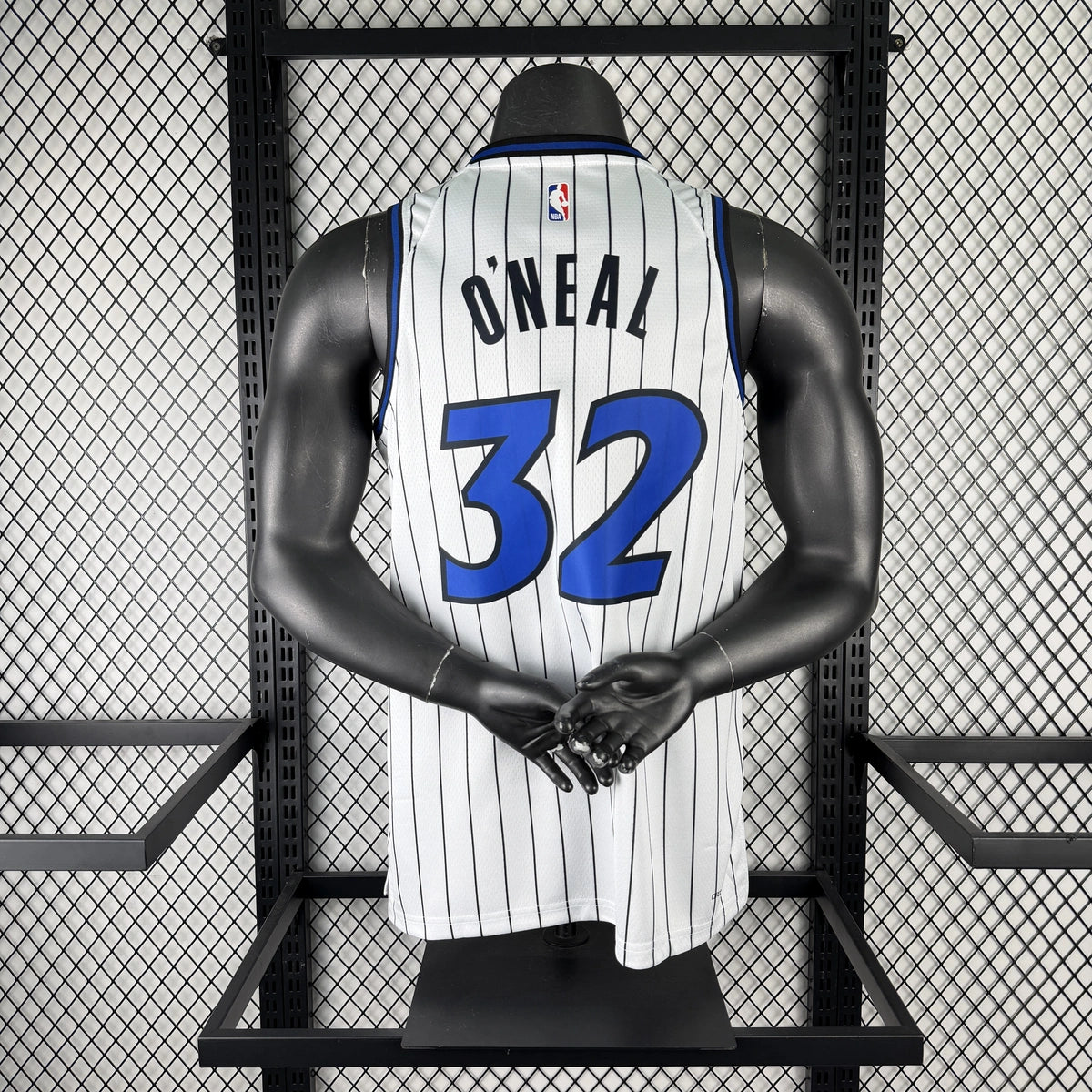 Orlando Magic 2025-26 home basketball jersey angled front view in white for basketball fans
