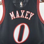 Philadelphia 76ers 2025-26 throwback edition basketball jersey close-up of collar and neckline stitching in black for basketball fans