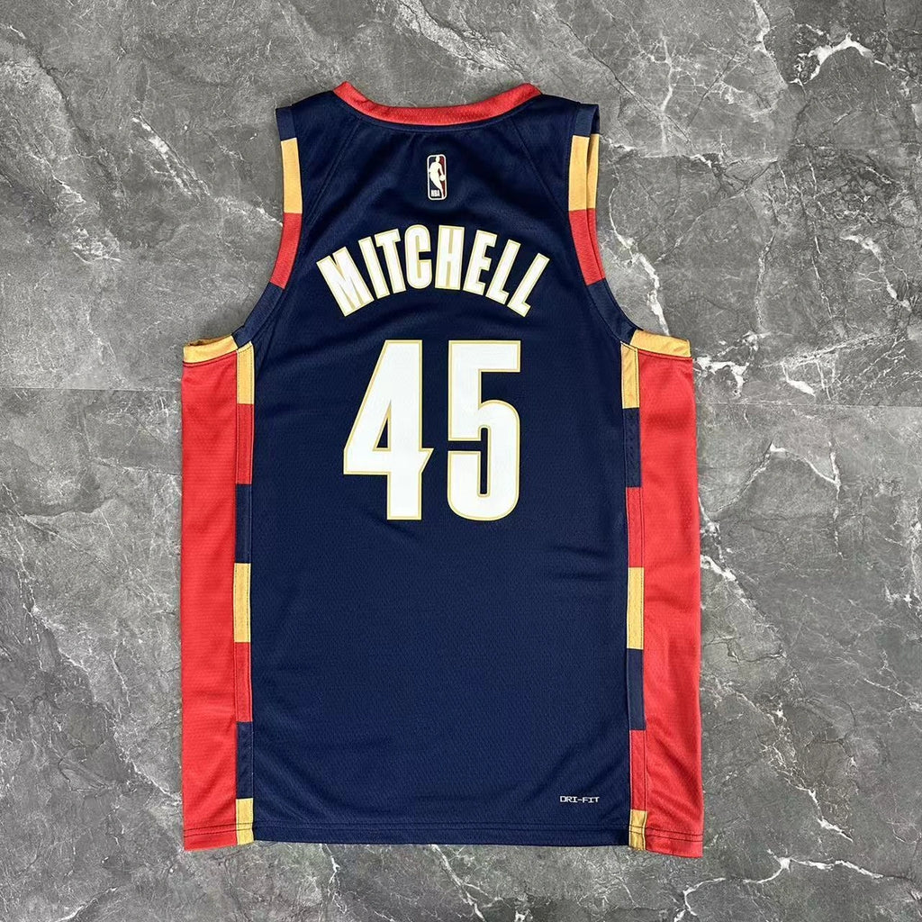Cleveland Cavaliers 2025-26 throwback edition basketball jersey angled front view in team colors for basketball fans
