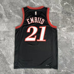 Philadelphia 76ers 2025-26 #21 Joel Embiid - 2025-26 Throwback White basketball jersey angled front view in white for basketball fans