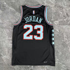 Chicago Bulls 2025-26 city edition basketball jersey angled front view in team colors for basketball fans