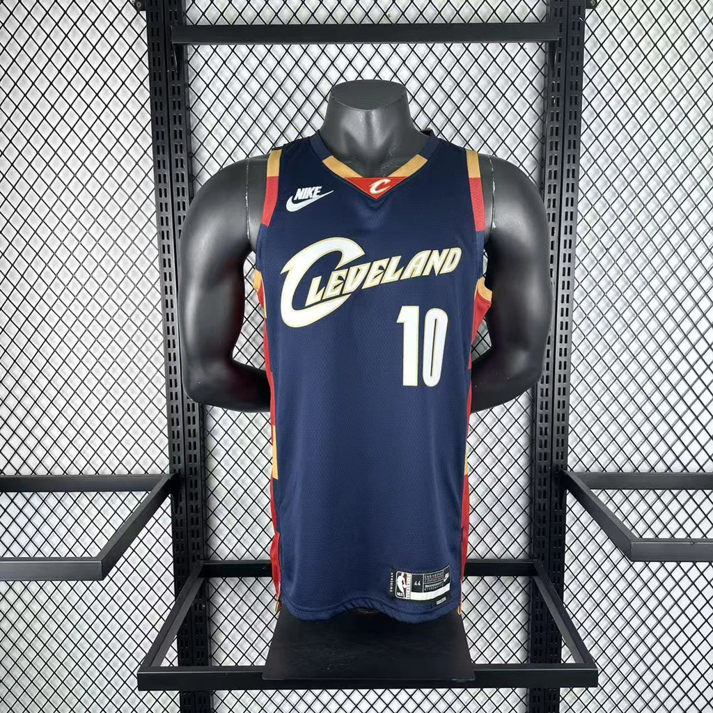 Cleveland Cavaliers 2025-26 throwback edition basketball jersey angled back view in team colors for basketball fans