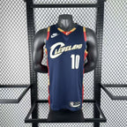 Cleveland Cavaliers 2025-26 throwback edition basketball jersey angled back view in team colors for basketball fans