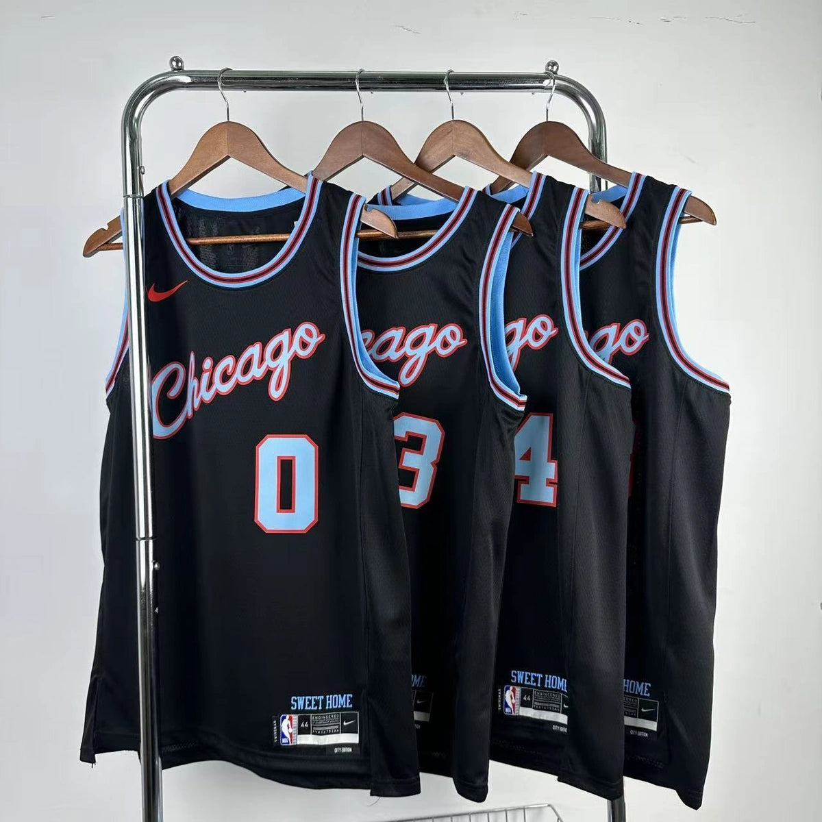 Chicago Bulls 2025-26 city edition basketball jersey angled back view in team colors for basketball fans