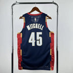 Cleveland Cavaliers 2025-26 throwback edition basketball jersey angled back view in team colors for basketball fans