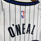 Orlando Magic 2025-26 home basketball jersey close-up of jock tag and hem details in white for basketball fans