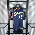 Cleveland Cavaliers 2025-26 throwback edition basketball jersey close-up of collar and neckline stitching in team colors for basketball fans