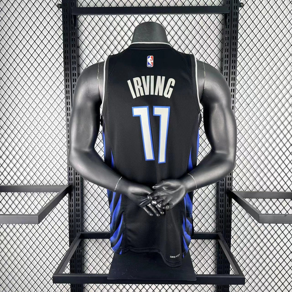 Dallas Mavericks 2025-26 city edition basketball jersey close-up of collar and neckline stitching in team colors for basketball fans