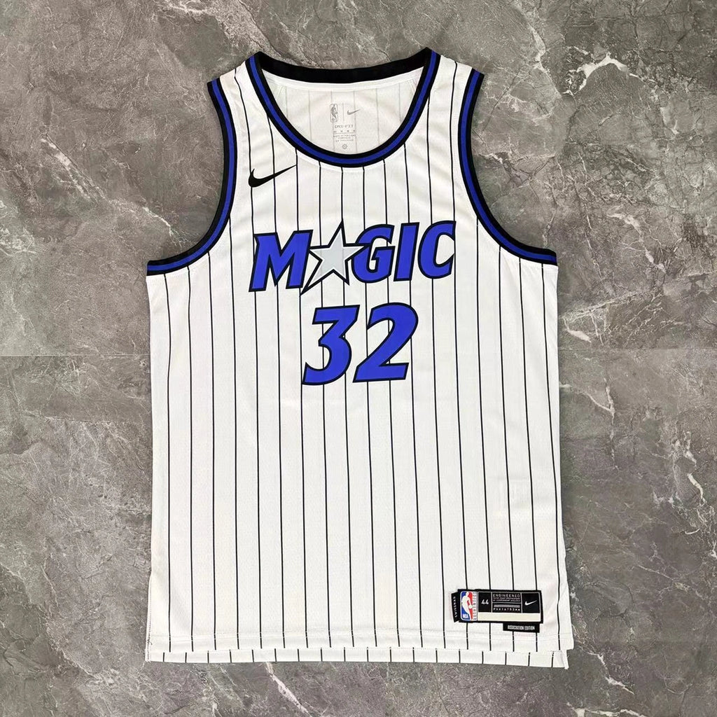 Orlando Magic 2025-26 home basketball jersey close-up of moisture-wicking fabric texture in white for basketball fans
