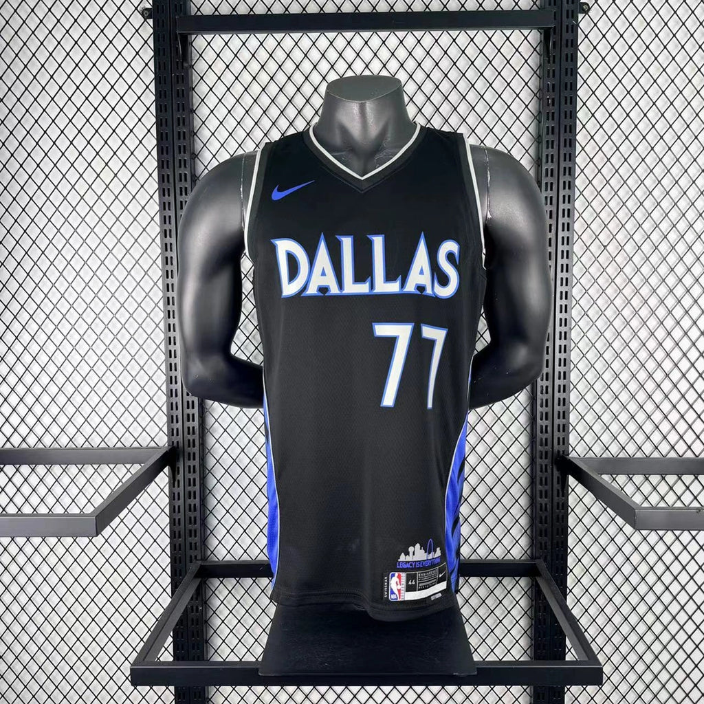 Dallas Mavericks 2025-26 city edition basketball jersey close-up of collar and neckline stitching in team colors for basketball fans