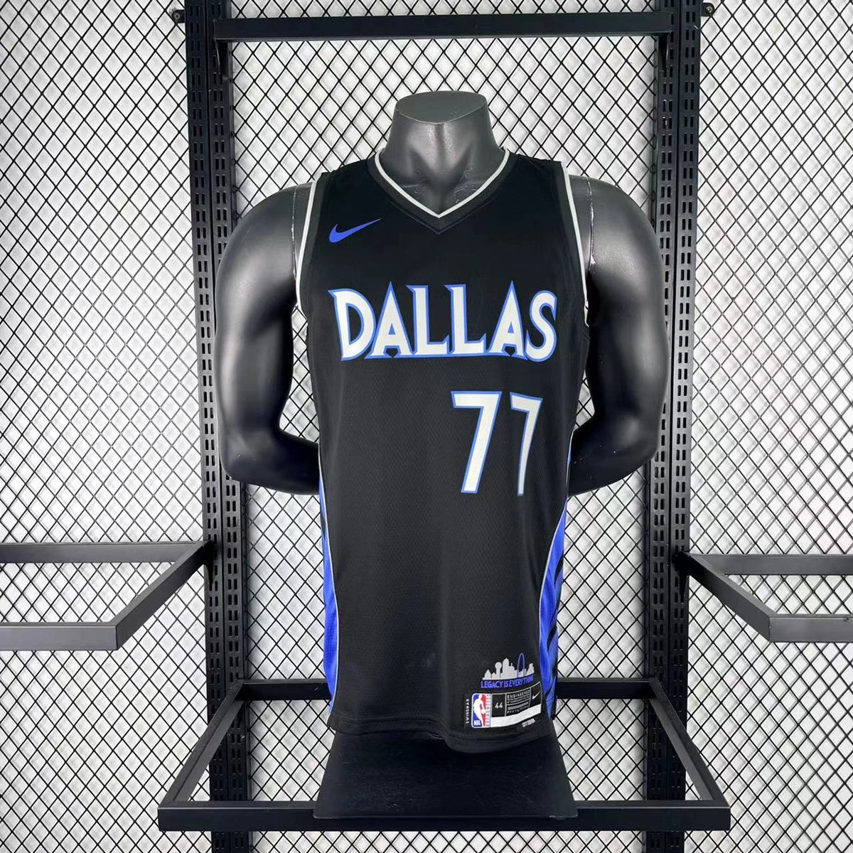 Dallas Mavericks 2025-26 city edition basketball jersey close-up of collar and neckline stitching in team colors for basketball fans