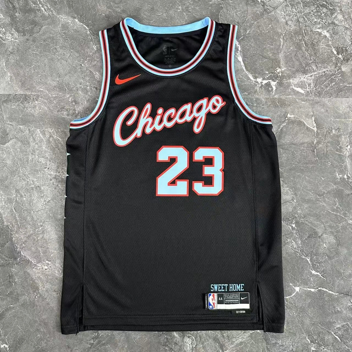 Chicago Bulls 2025-26 city edition basketball jersey close-up of jersey number and player name in team colors for basketball fans