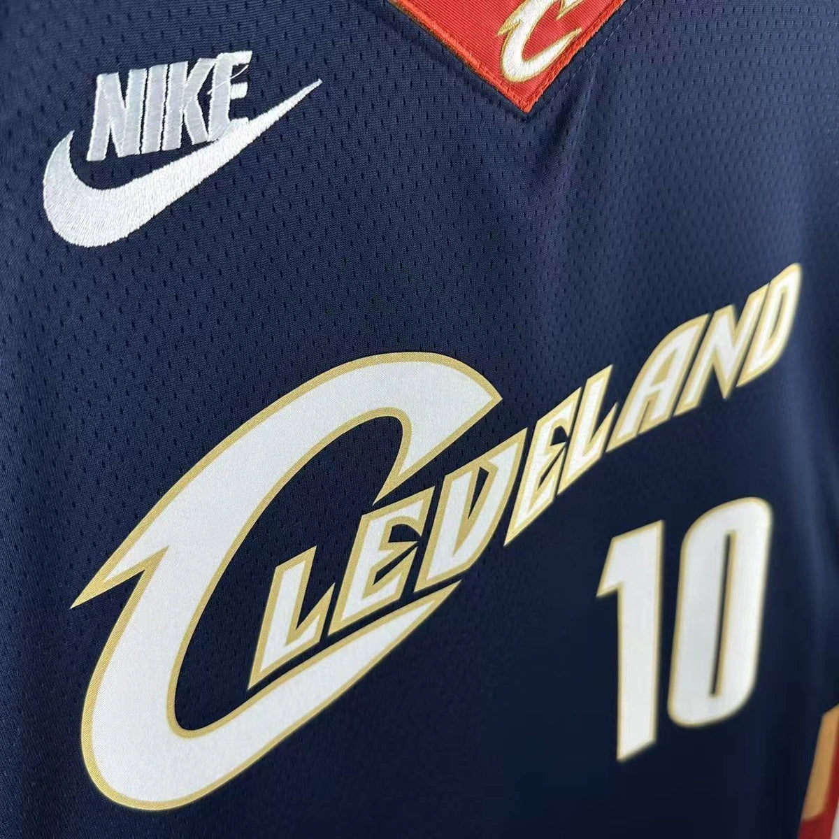 Cleveland Cavaliers 2025-26 throwback edition basketball jersey close-up of jersey number and player name in team colors for basketball fans