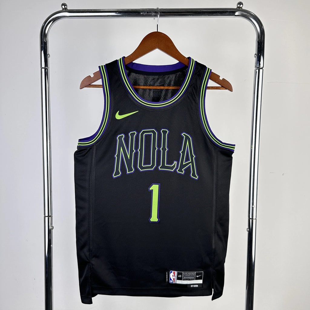 New Orleans Pelicans 2025-26 city edition basketball jersey front view in team colors for basketball fans