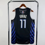Dallas Mavericks 2025-26 city edition basketball jersey close-up of jock tag and hem details in team colors for basketball fans