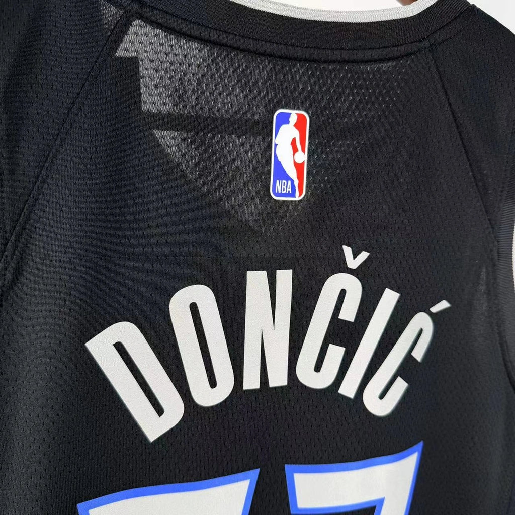 Dallas Mavericks 2025-26 city edition basketball jersey close-up of jock tag and hem details in team colors for basketball fans
