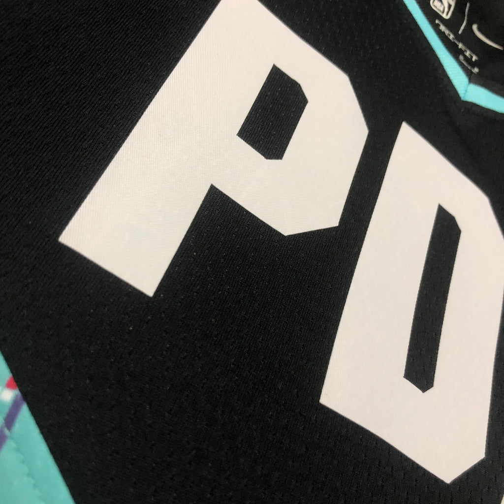 Portland Trail Blazers 2025-26 city edition basketball jersey close-up of jock tag and hem details in team colors for basketball fans