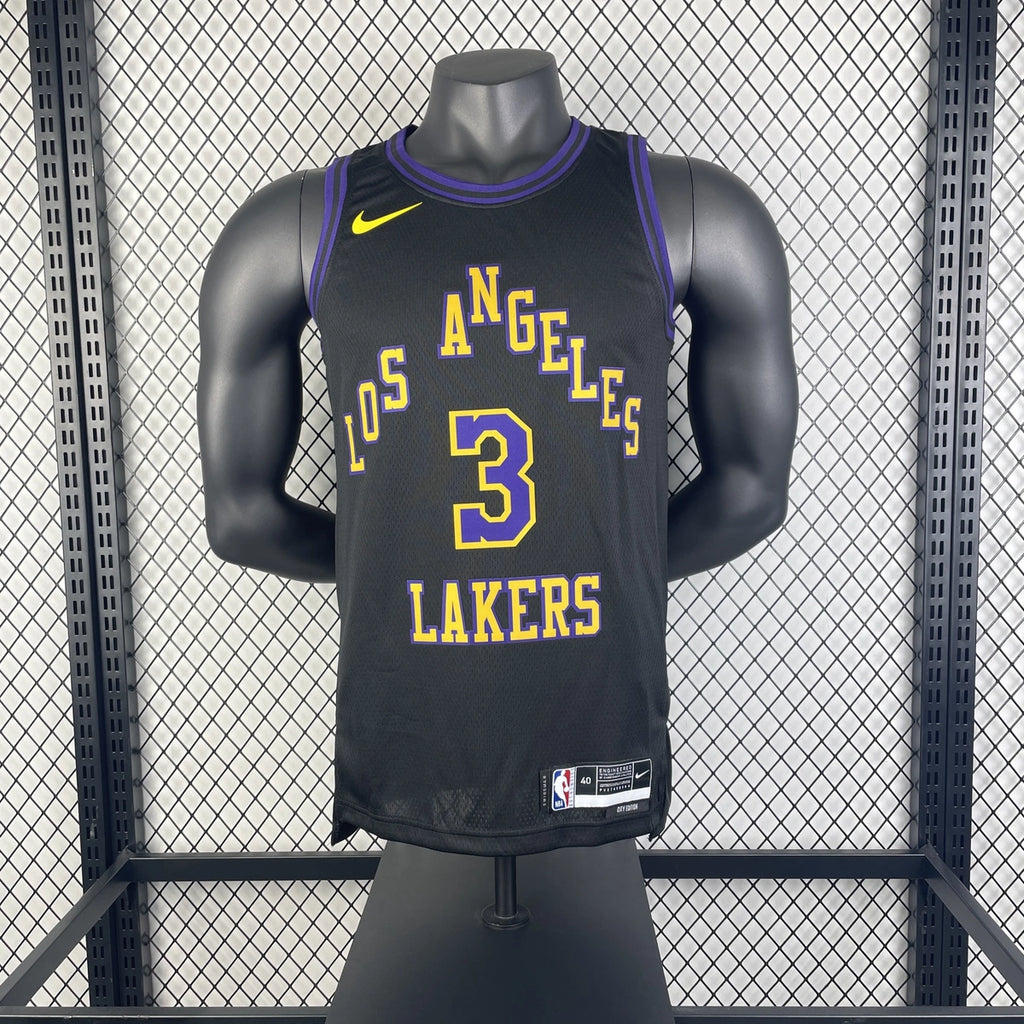 Los Angeles Lakers 2025-26 city edition basketball jersey angled front view in team colors for basketball fans
