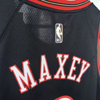 Philadelphia 76ers 2025-26 throwback edition basketball jersey front flat lay view in black for basketball fans