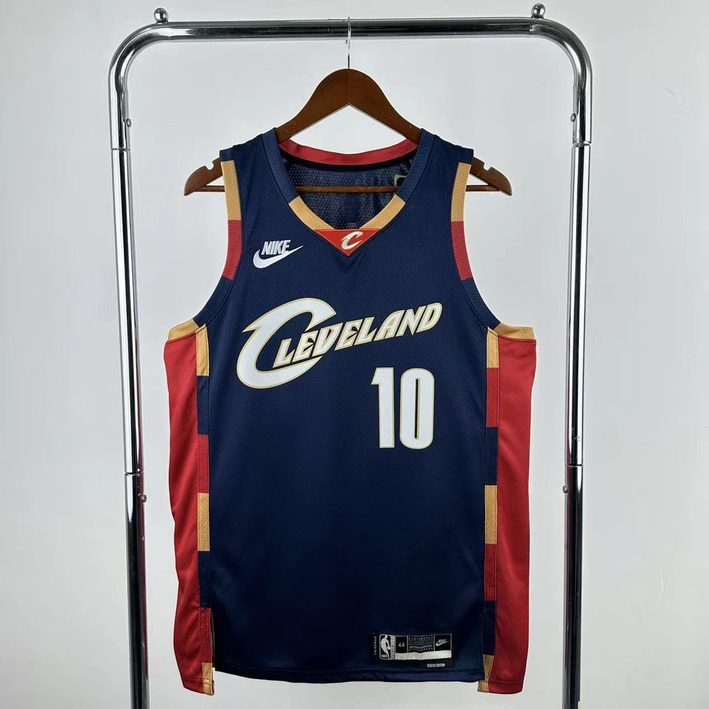 Cleveland Cavaliers 2025-26 throwback edition basketball jersey close-up of moisture-wicking fabric texture in team colors for basketball fans