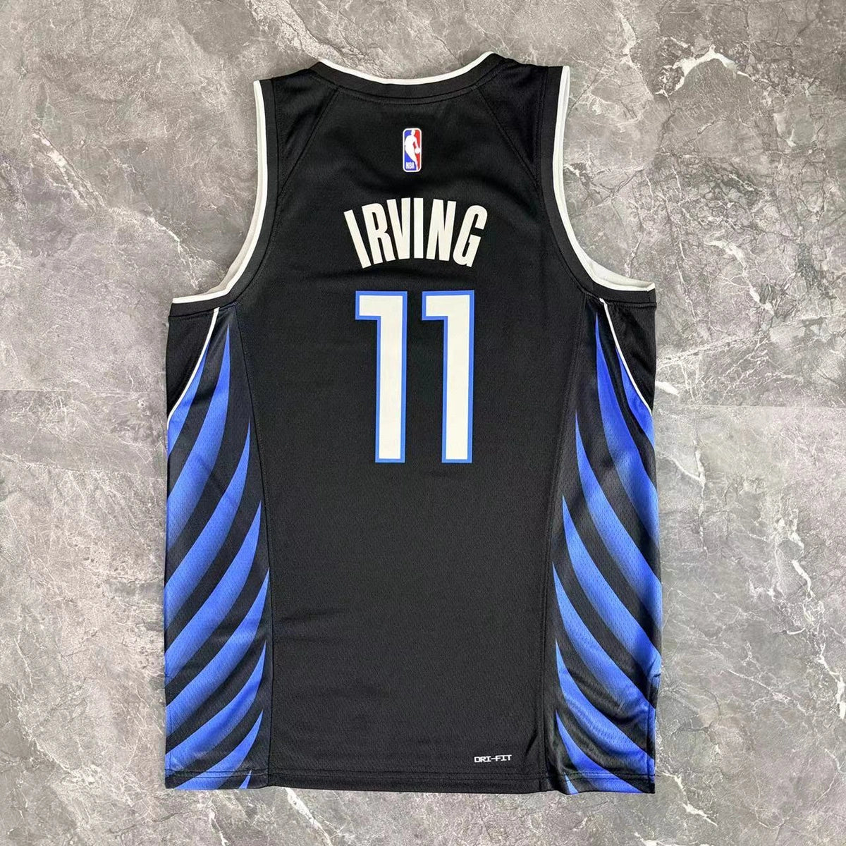 Dallas Mavericks 2025-26 city edition basketball jersey close-up of moisture-wicking fabric texture in team colors for basketball fans