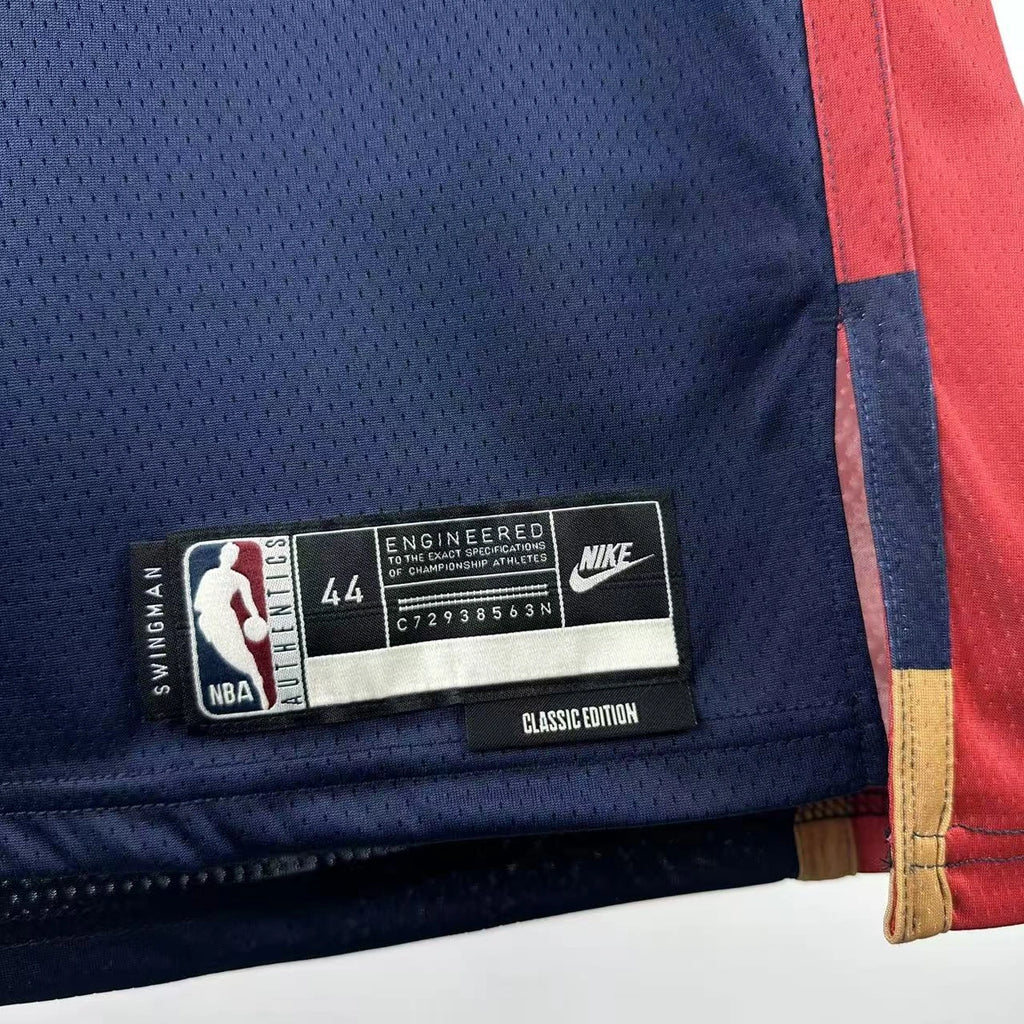 Cleveland Cavaliers 2025-26 throwback edition basketball jersey close-up of moisture-wicking fabric texture in team colors for basketball fans