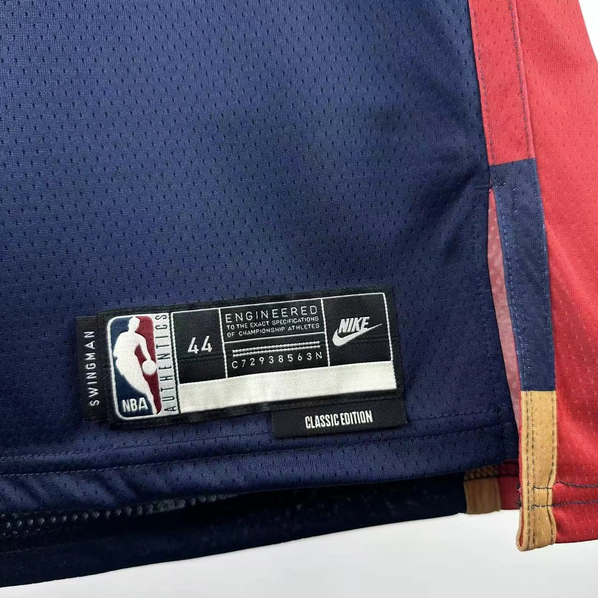 Cleveland Cavaliers 2025-26 throwback edition basketball jersey close-up of moisture-wicking fabric texture in team colors for basketball fans