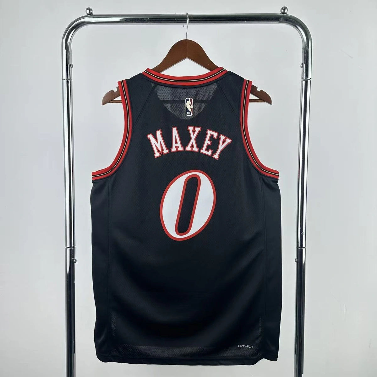 Philadelphia 76ers 2025-26 throwback edition basketball jersey back view in black for basketball fans