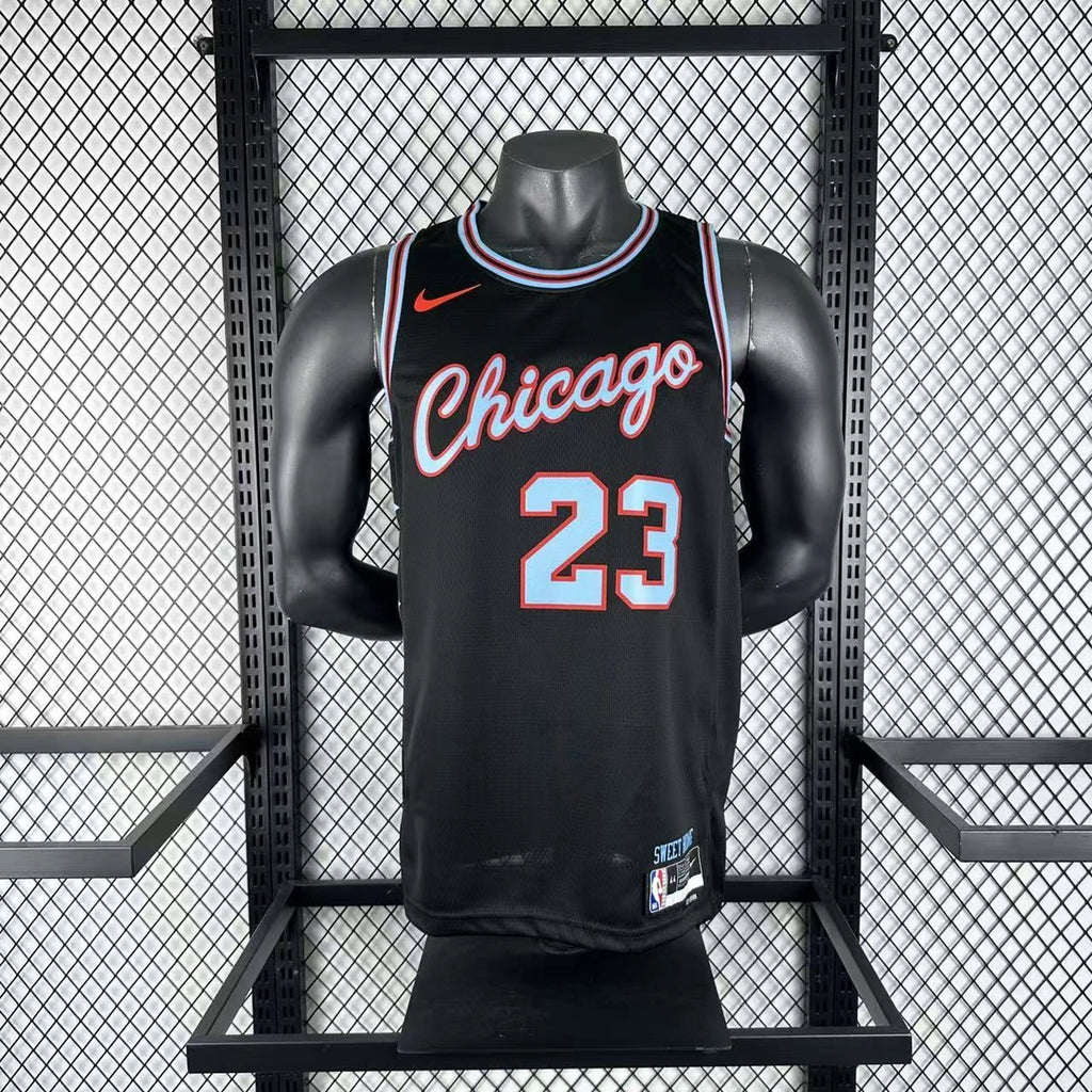 Chicago Bulls 2025-26 city edition basketball jersey detailed side view in team colors for basketball fans