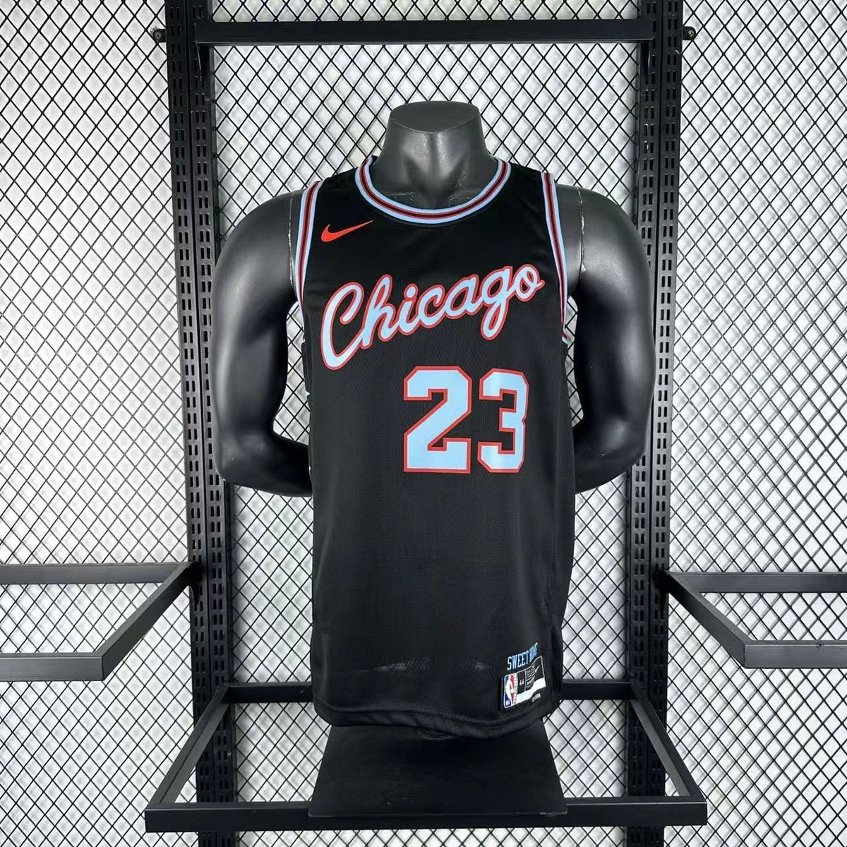 Chicago Bulls 2025-26 city edition basketball jersey detailed side view in team colors for basketball fans