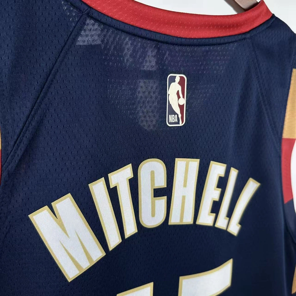 Cleveland Cavaliers 2025-26 throwback edition basketball jersey detailed side view in team colors for basketball fans