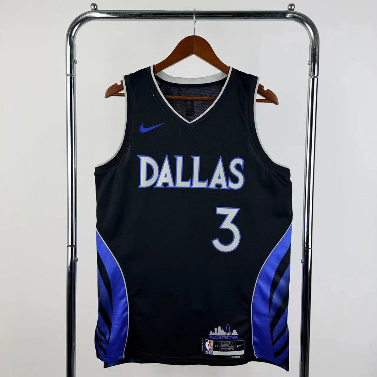 Dallas Mavericks 2025-26 city edition basketball jersey front flat lay view in team colors for basketball fans