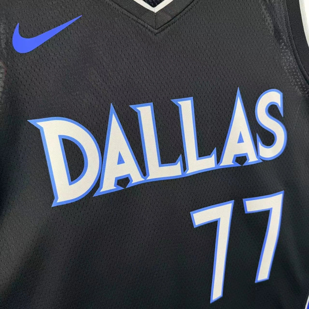 Dallas Mavericks 2025-26 city edition basketball jersey front flat lay view in team colors for basketball fans