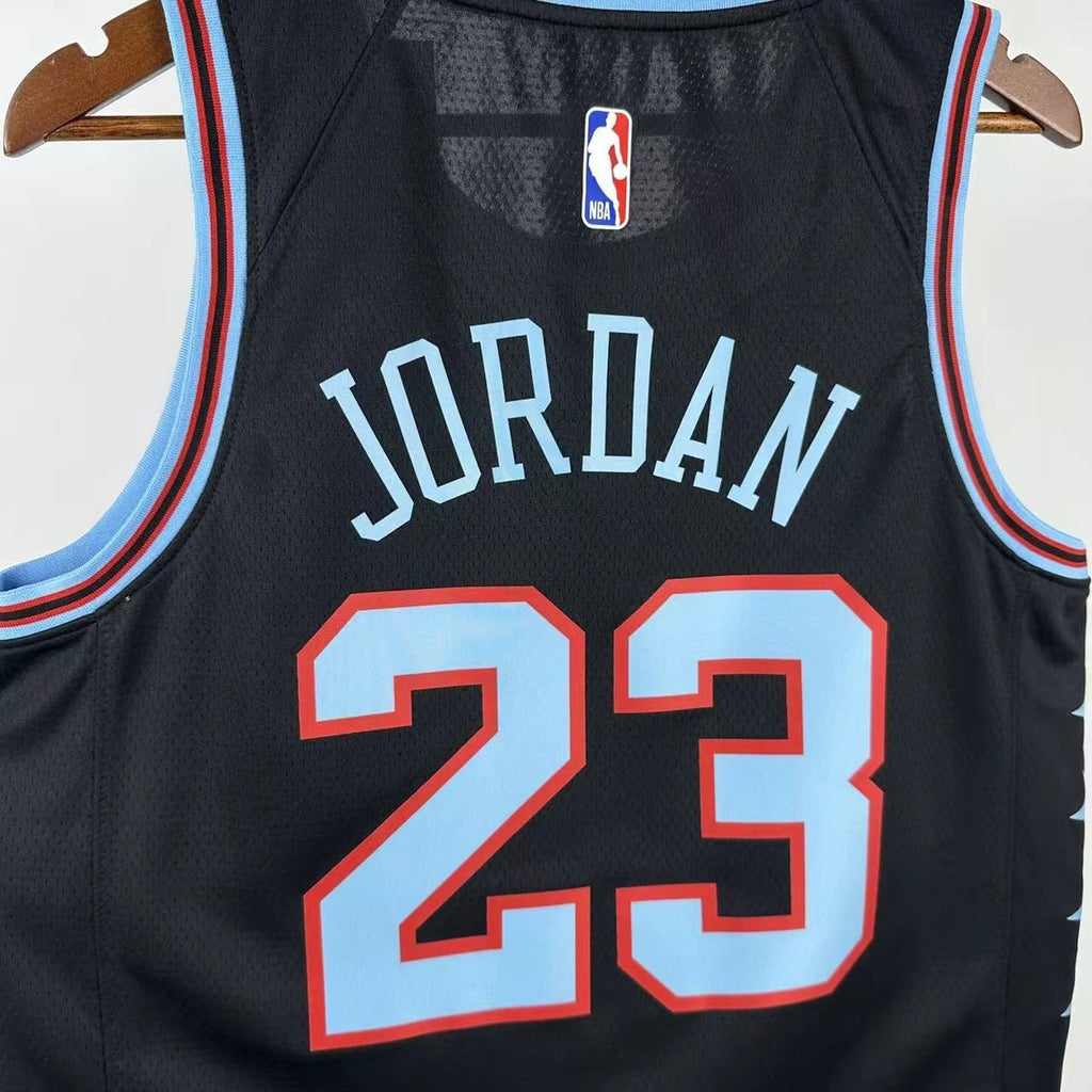 Chicago Bulls 2025-26 city edition basketball jersey front flat lay view in team colors for basketball fans