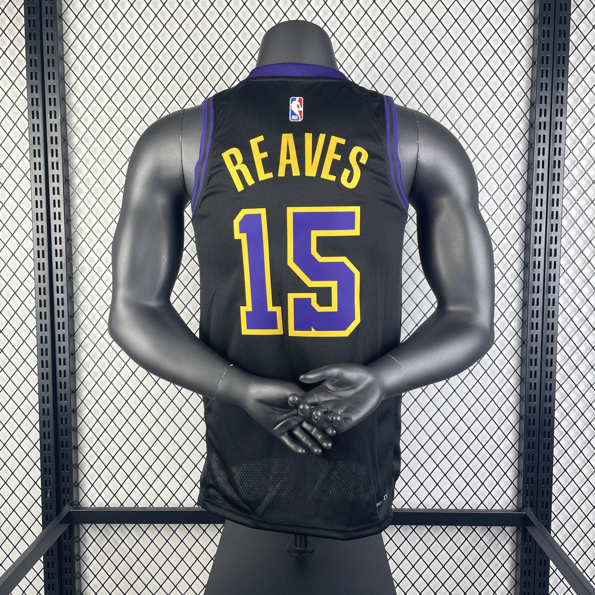 Los Angeles Lakers 2025-26 city edition basketball jersey angled front view in team colors for basketball fans