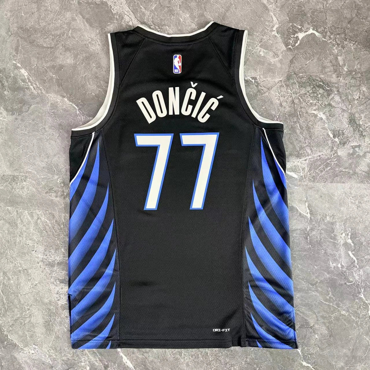 Dallas Mavericks 2025-26 city edition basketball jersey back flat lay view in team colors for basketball fans