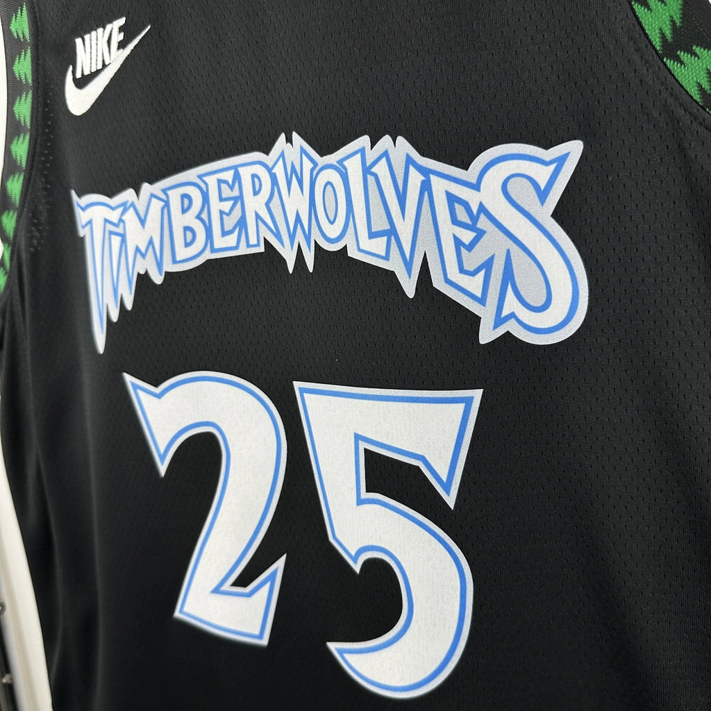 Minnesota Timberwolves 2025-26 throwback edition basketball jersey close-up of moisture-wicking fabric texture in team colors for basketball fans
