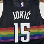 Denver Nuggets 2025-26 city edition basketball jersey close-up of collar and neckline stitching in team colors for basketball fans
