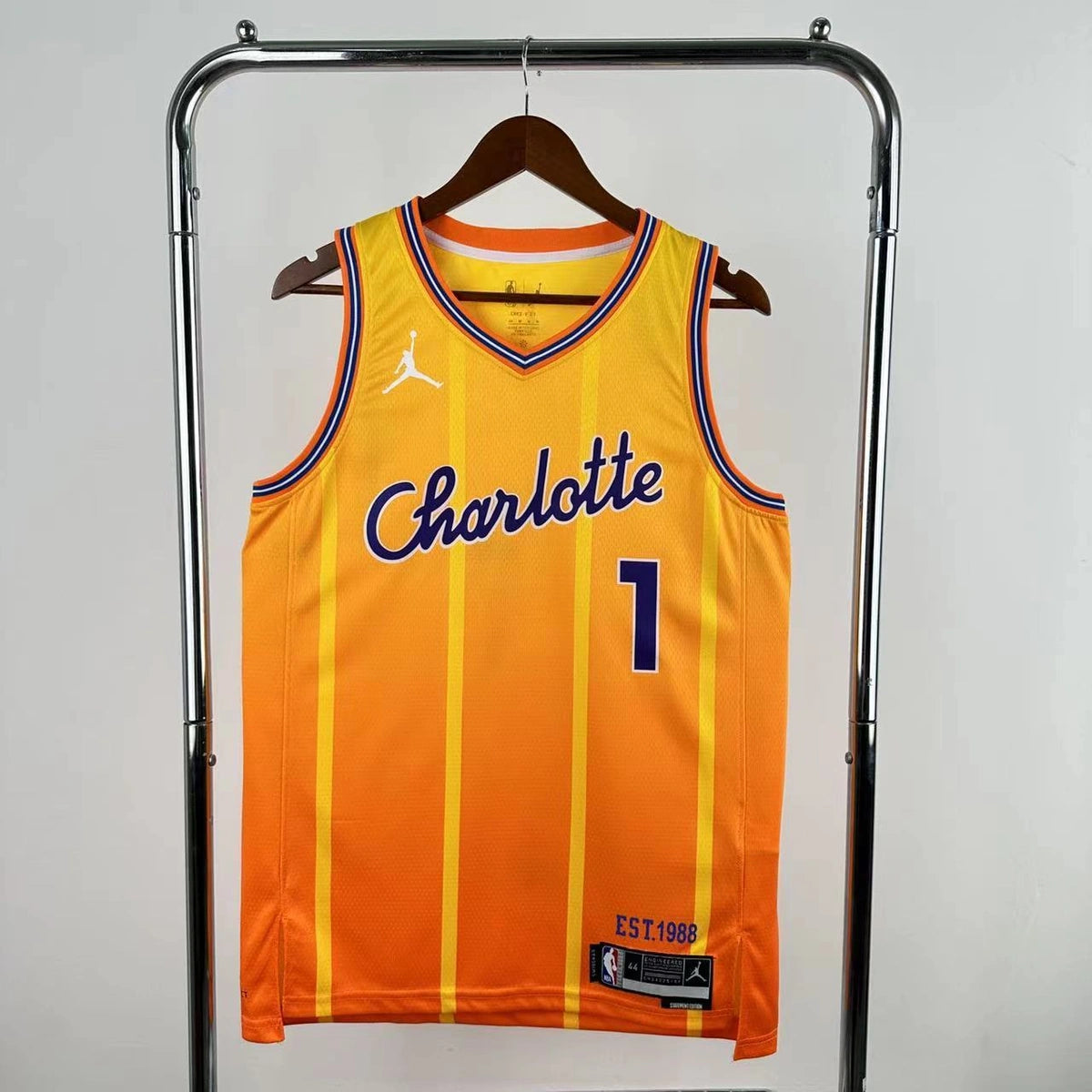 Charlotte Hornets 2025-26 city edition basketball jersey front view in team colors for basketball fans